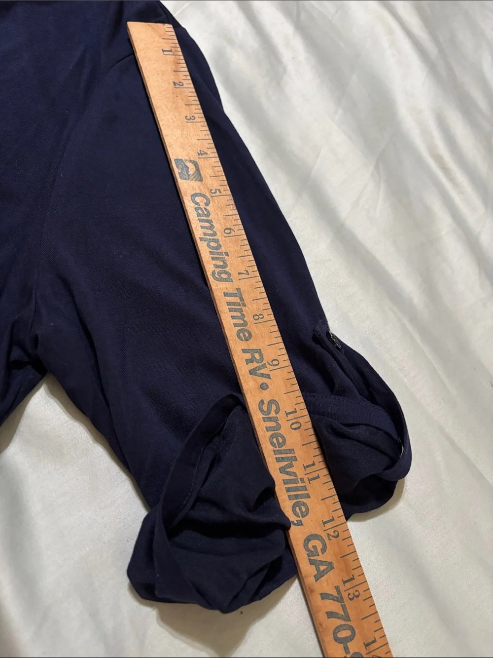 Kaari Navy V-Neck Roll-Tab Sleeve Tunic - Picture 8 of 8